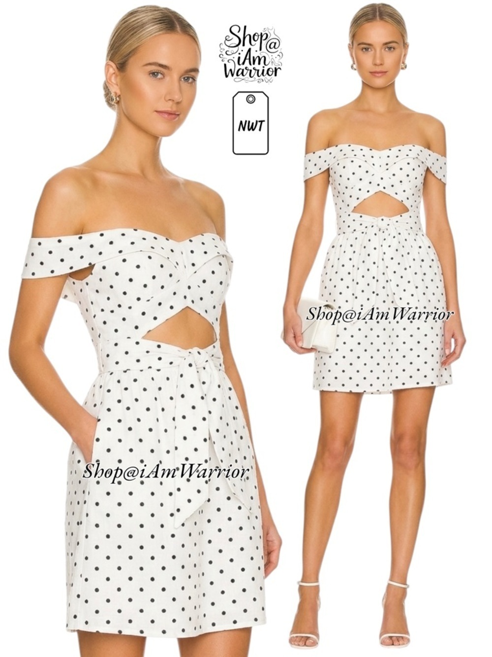Wayf NWT blogger fav embroidered  polka dot cut out dress *shop@iamwarrior